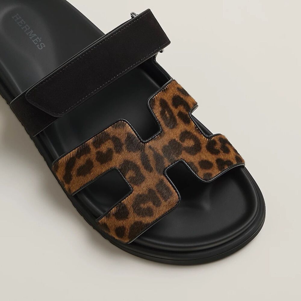 Hermes Chypre Leopard Sandals Size 37